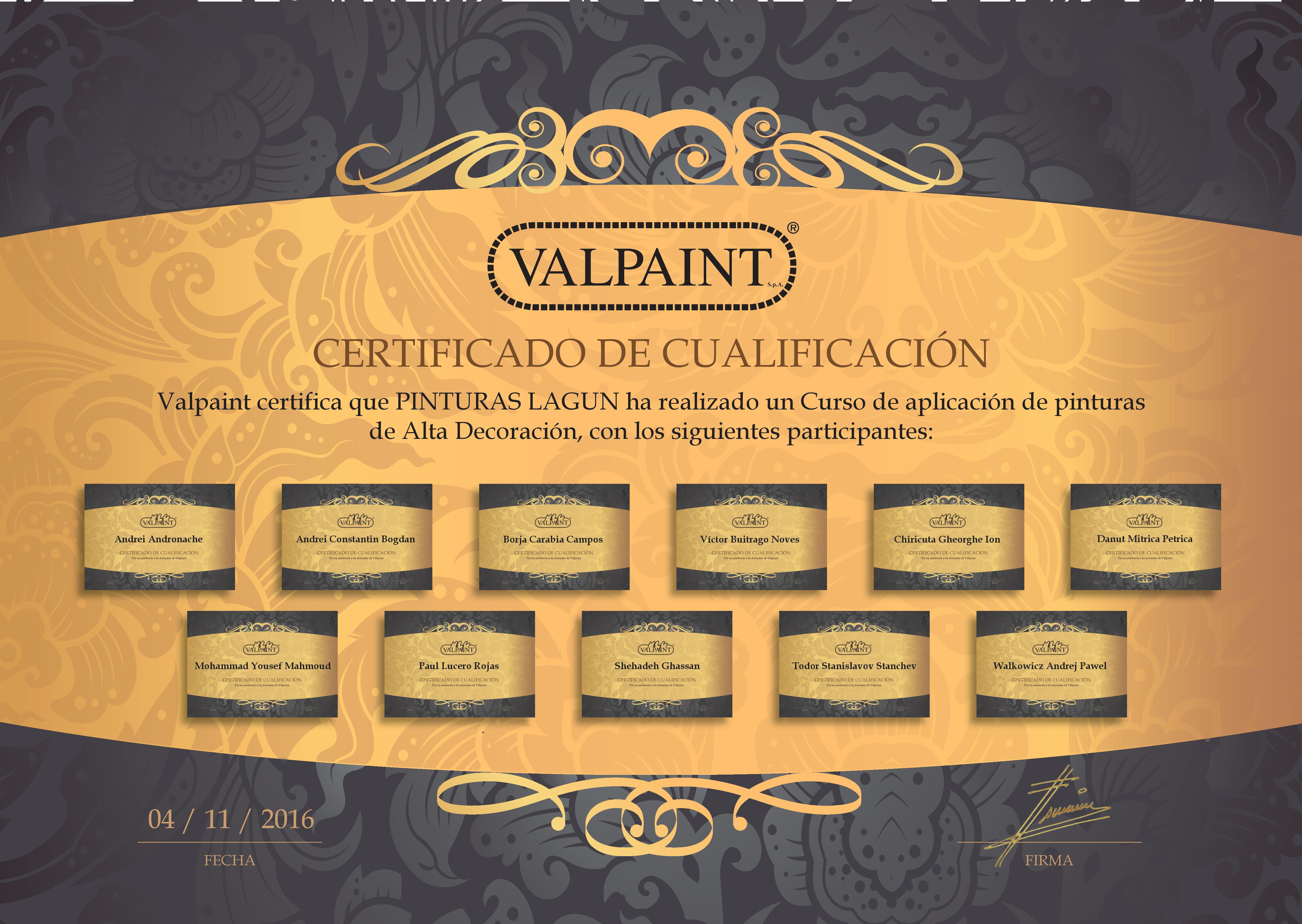 Diploma Valpaint asistentes